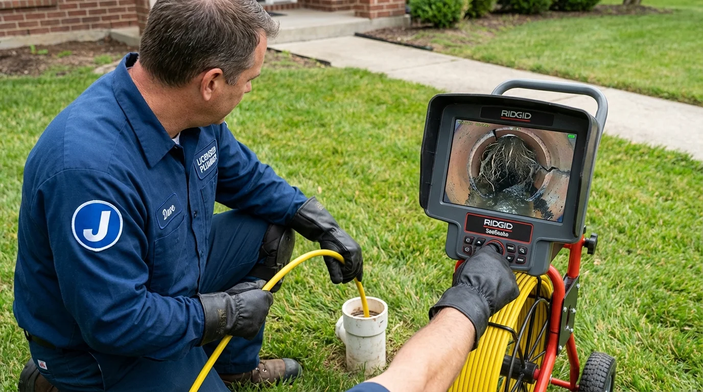 Sewer camera inspection being performed by Johns Plumbing LLC in Pepperell
